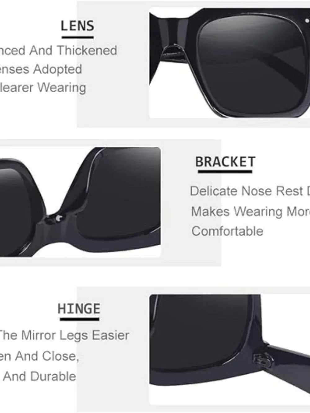 Women Oversized Sunglasses Designer Luxury Square Shades | Retro Trendy Big Larg